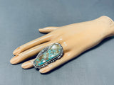One Of The Biggest Best Native American Navajo Royston Turquoise Sterling Silver Ring-Nativo Arts