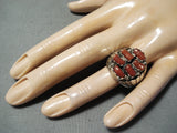 Tremendous Navajo Coral Sterling Silver Ring Native American-Nativo Arts