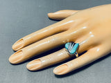 Cutest Native American Navajo Turquoise Synth Opal Sterling Silver Heart Ring-Nativo Arts