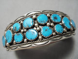 Eye-catching Vintage Native American Navajo Turquoise Sterling Silver Bracelet Old-Nativo Arts