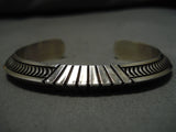 Striking Vintage Native American Navajo Raised Sterling Silver Randy Secatero Bracelet Old-Nativo Arts