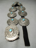 Fabulous Vintage Native American Navajo Turquoise Sterling Silver Concho Belt Old-Nativo Arts