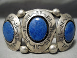 One Of The Best Vintage Native American Navajo Lapis Sterling Silver Bracelet Old-Nativo Arts