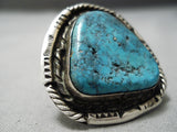 Colossal Huge Vintage Native American Navajo Triangle Turquoise Sterling Silver Ring Old-Nativo Arts