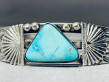 Rare Turquoise Vintage Native American Navajo Easter Blue Sterling Silver Flank Bracelet-Nativo Arts