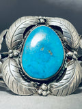 Extraordinary Vintage Native American Navajo Blue Gem Turquoise Sterling Silver Bracelet-Nativo Arts