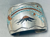 Volcano Native American Navajo Vintage Native American Navajo Turquoise Inlay Sterling Silver Bracelet Old-Nativo Arts