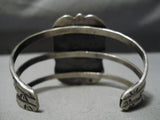 Wonderful Vintage Native American Navajo Towering Leaf Sterling Silver Turquoise Bracelet-Nativo Arts