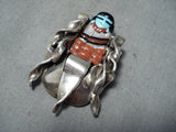 Dolly Banteah Vintage Native American Zuni Turquoise Sterling Silver Pendant Old-Nativo Arts