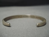 Thicker Vintage Navajo Turquoise Inlay Native American Sterling Silver Bracelet-Nativo Arts