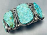 One Of The Best Ever Native American Navajo Guild Vintage Turquoise Sterling Silver Bracelet-Nativo Arts