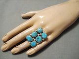 Huge Vintage Native American Navajo Big Snake Eyes Turquoise Sterling Silver Ring Old-Nativo Arts
