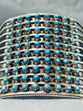 Towering 10-story Vintage Native American Zuni Turquoise Sterling Silver Snake Eyes Bracelet-Nativo Arts