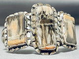 One Of The Best Vintage Native American Navajo Petrified Wood Sterling Silver Bracelet-Nativo Arts