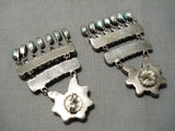 One Of Best Vintage Native American Navajo Turquoise Zuni Chandelier Sterling Silver Earrings-Nativo Arts