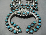 Museum Vintage Native American Navajo Turquoise Sterling Silver Squash Blossom Necklace Old-Nativo Arts