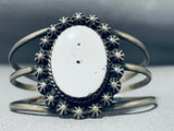 Spectacular Vintage Native American Navajo White Buffalo Sterling Silver Bracelet-Nativo Arts