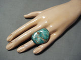 One Of The Largest Vintage Native American Navajo Royston Turquoise Sterling Silver Ring-Nativo Arts