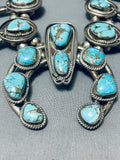 200 Grams Gasp! Vintage Native American Navajo Turquoise Sterling Silver Squash Blossom Necklace-Nativo Arts