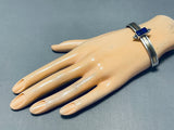 Dynamic Native American Navajo Lapis Sterling Silver Bracelet Signed Alvin Monte-Nativo Arts