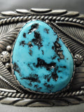 Huge And Detailed!! Vintage Native American Navajo Turquoise Sterling Silver Leaf Bracelet Old-Nativo Arts