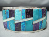 One Of The Most Intricate Native American Navajo Turquoise Opal Sterling Silver Bracelet-Nativo Arts