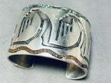 Desert Mountains Vintage Native American Navajo Turquoise Inlay Sterling Silver Bracelet-Nativo Arts
