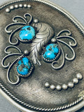 Authentic Vintage Native American Navajo Turquoise Sterling Silver Swirl Buckle-Nativo Arts