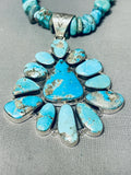 Majestic Native American Navajo Turquoise Sterling Silver Gigantic Necklace-Nativo Arts
