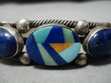 Native American Museum Quality Vintage Austin Garcia Turquoise Inlay Sterling Silver Bracelet-Nativo Arts