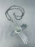 One Of The Best Vintage Native American Navajo Black Jack Turquoise Sterling Silver Necklace-Nativo Arts