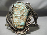 One Of Best Vintage Native American Navajo Royston Turquoise Sterling Silver Leaf Bracelet Old-Nativo Arts