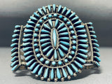 Wilson Family Vintage Native American Navajo Blue Gem Turquoise Cluster Sterling Silver Bracelet-Nativo Arts