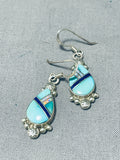 Exquisite Vintage Native American Navajo Turquoise Sterling Silver Earrings Signed-Nativo Arts
