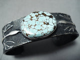 Rare Vintage Native American Navajo #8 Turquoise Sterling Silver Lizard Bracelet-Nativo Arts