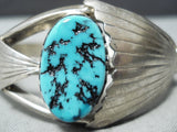 Dynamic Vintage Native American Navajo Sleeping Beauty Turquoise Sterling Silver Bracelet Old-Nativo Arts