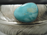 Important Vintage Native American Navajo Ben Begaye Turquoise Sterling Silver Feather Bracelet-Nativo Arts