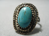 Impressive Vintage Native American Navajo Turquoise Sterling Silver Ring Old-Nativo Arts