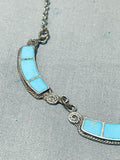 Gorgeous Vintage Native American Navajo Blue Gem Turquoise Sterling Silver Choker Necklace-Nativo Arts