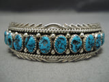 Detailed!! Vintage Native American Navajo Spider Turquoise Sterling Silver Waving Bracelet-Nativo Arts