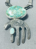 Native American One Of The Best Santo Domingo Carico Lake Turquoise Sterling Silver Necklace-Nativo Arts