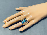 Exceptional Vintage Native American Navajo Sleeping Beauty Turquoise Sterling Silver Ring-Nativo Arts