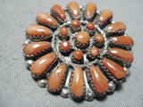 Wonderful Vintange Zuni Coral Sterling Silver Pin/ Pendant Native American-Nativo Arts