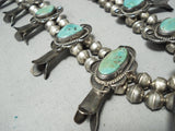 Women's Vintage Native American Navajo Royston Turquoise Sterling Silver Squash Blossom Necklace-Nativo Arts