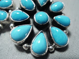 Fabulous Native American Navajo Sleeping Beauty Turquoise Sterling Silver Earrings-Nativo Arts