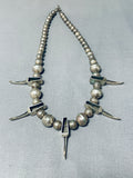 Distinctive Vintage Native American Navajo Old Kingman Turquoise Sterling Silver Necklace-Nativo Arts