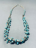 Magnificent Vintage Native American Navajo Kingman Turquoise Sterling Silver Necklace-Nativo Arts