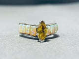 Special Native American Navajo Citrine & Opal Sterling Silver Ring-Nativo Arts