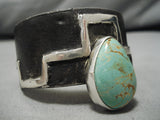 Superior Native American Navajo Teardrop Royston Turquoise Sterling Silver Bracelet-Nativo Arts