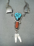 Marie Thompson Vintage Native American Navajo Sleeping Beauty Turquoise Sterling Silver Necklace-Nativo Arts